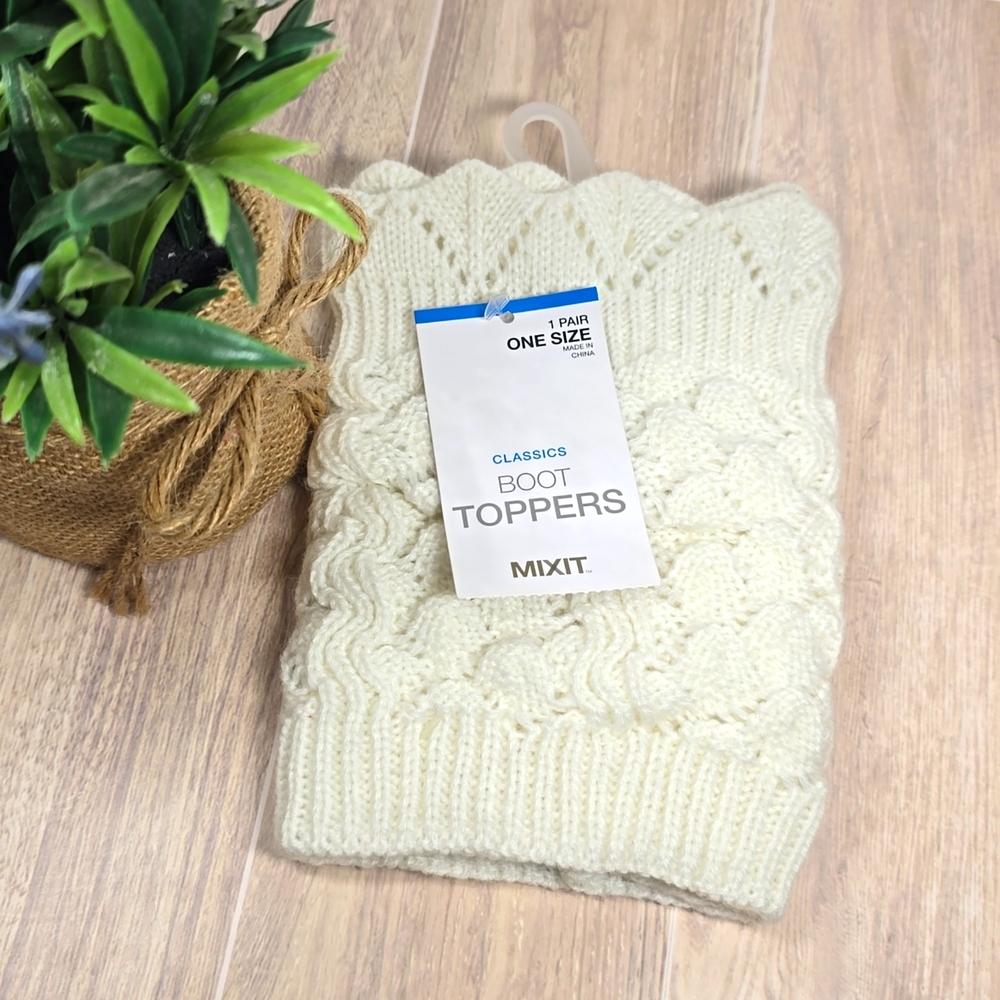 Mixit White Knit Boot Toppers
